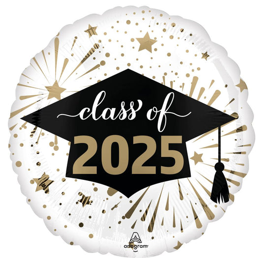 Standard Class of 2025 White & Gold Balloon