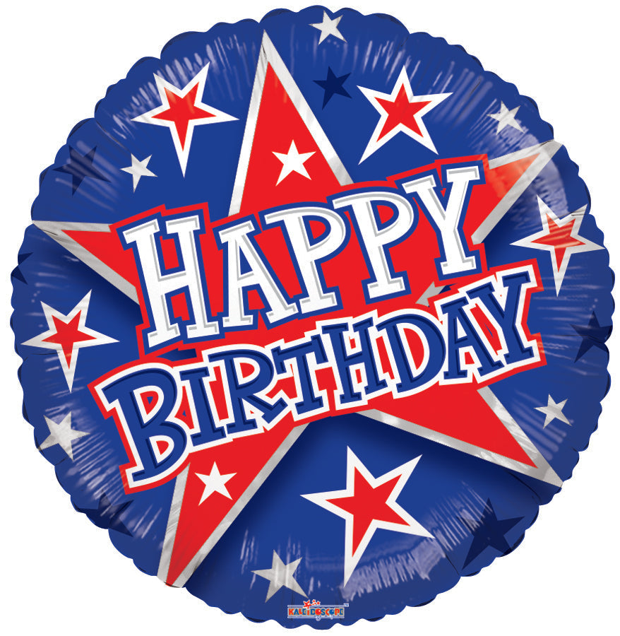 Birthday Red & Blue Stars Balloon
